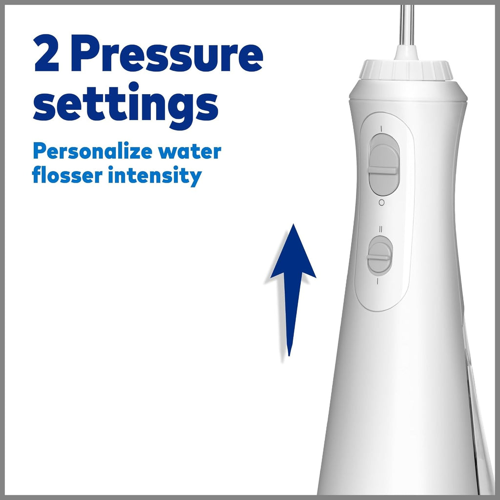 Cordless Plus Water Flosser with 4 Flossing Tips, Rechargeable, White F702617
