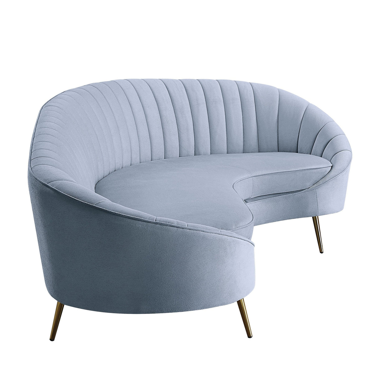Gray Curved Sofa with Vertical Channel Tufting P58883