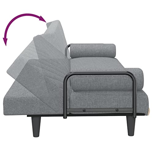Light Gray Fabric Convertible Sofa Bed with Armrests M2703