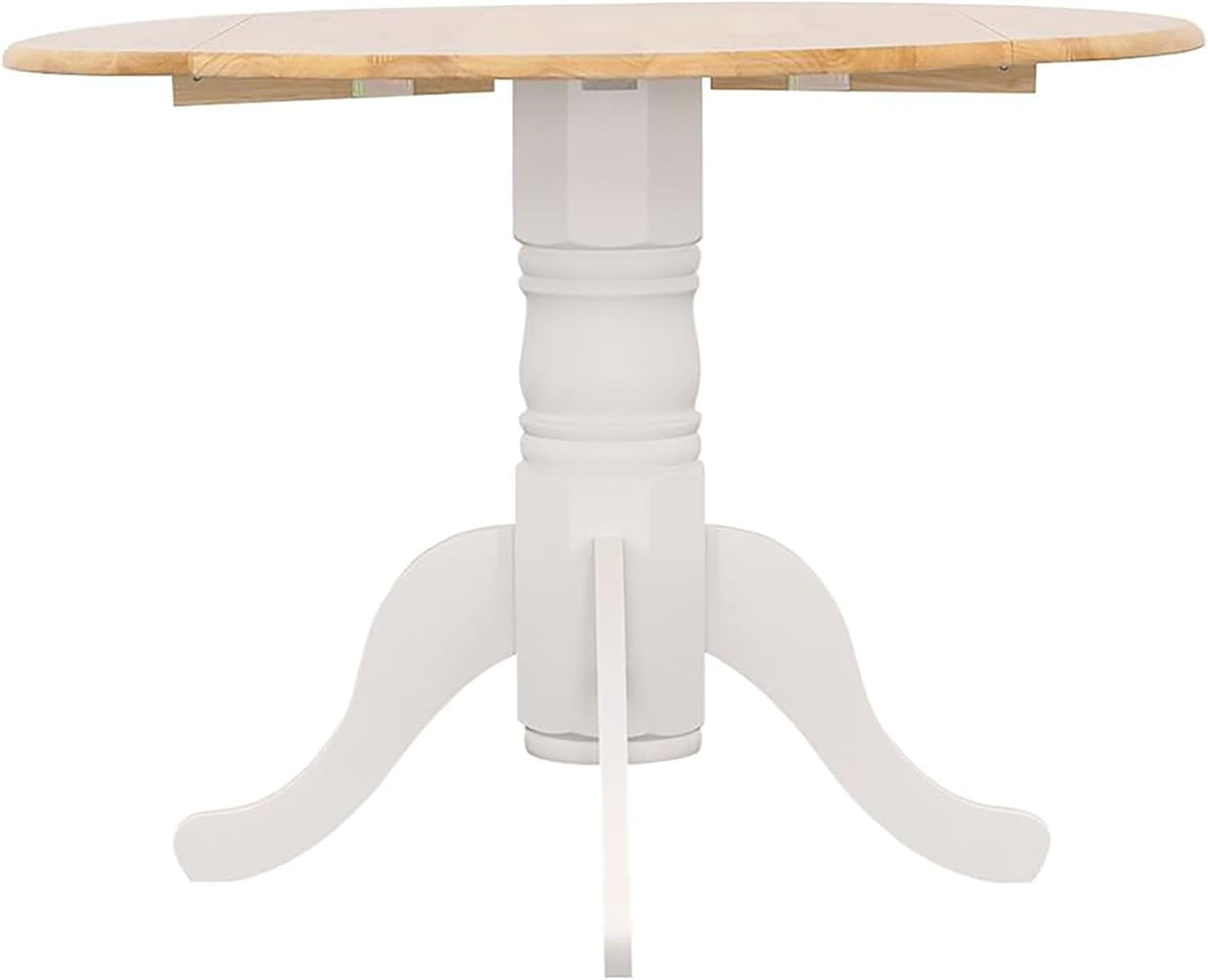 Natural Brown and White Round Drop Leaf Dining Table M796065