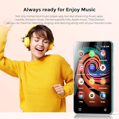 160GB MP3 Player with Bluetooth and WiFi, 4" Touch Screen Android MP4 MP3 Player (SkyBlue) Z7998