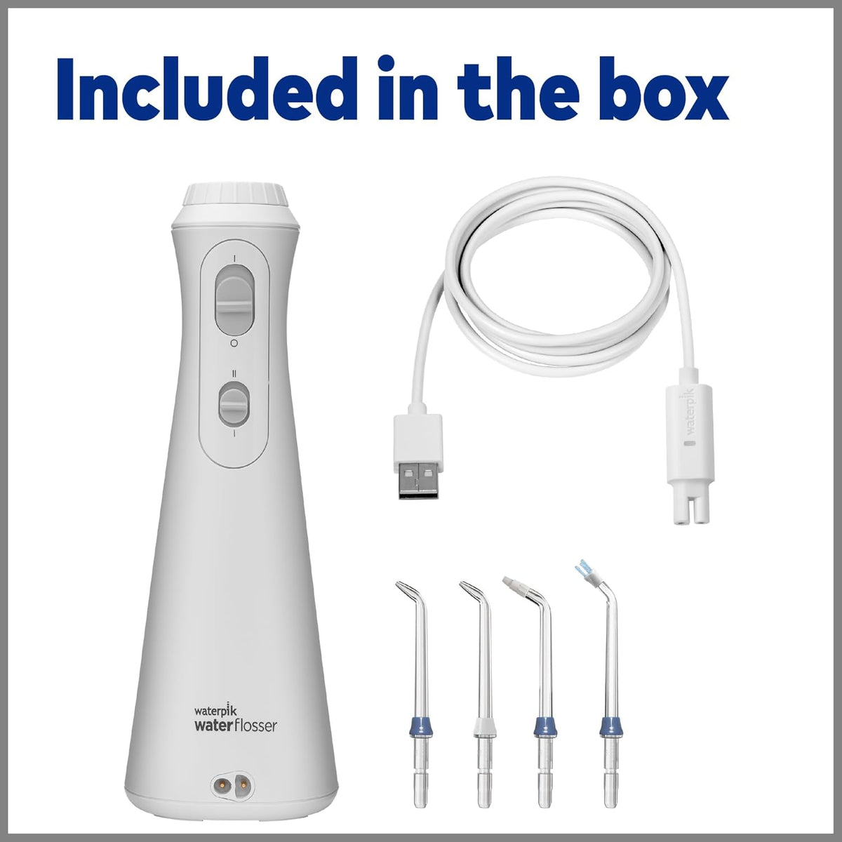 Cordless Plus Water Flosser with 4 Flossing Tips, Rechargeable, White F702617