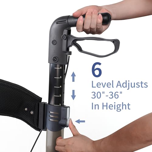 Foldable All Terrain Aluminum Rollator Walker with 8 inch Rubber Wheels A849384