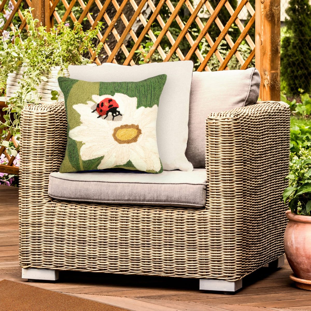 Frontporch Ladybug Indoor Outdoor Throw Pillow