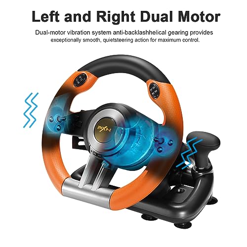 Orange Gaming Racing Wheel with Linear Pedals and Racing Paddles R437655