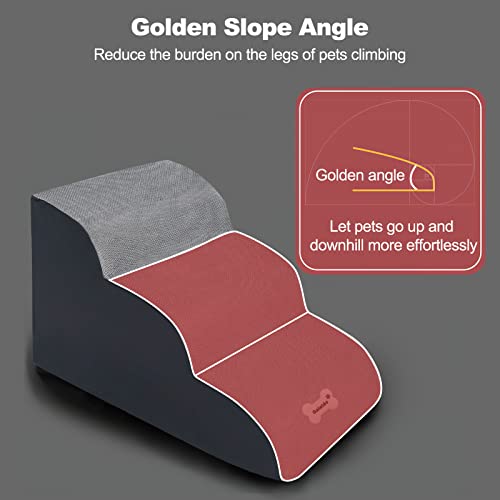 Black 2 Tiers Pet Stairs with Washable Zippered Cover M219209