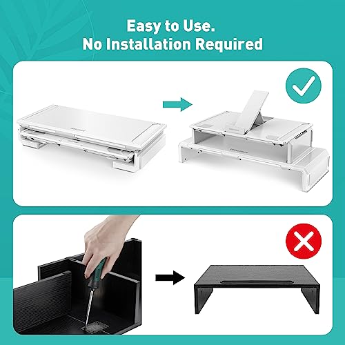 Black Dual Monitor Stand Riser with Drawer U74433