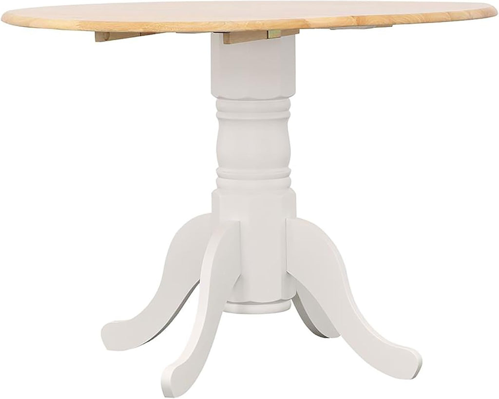 Natural Brown and White Round Drop Leaf Dining Table M796065