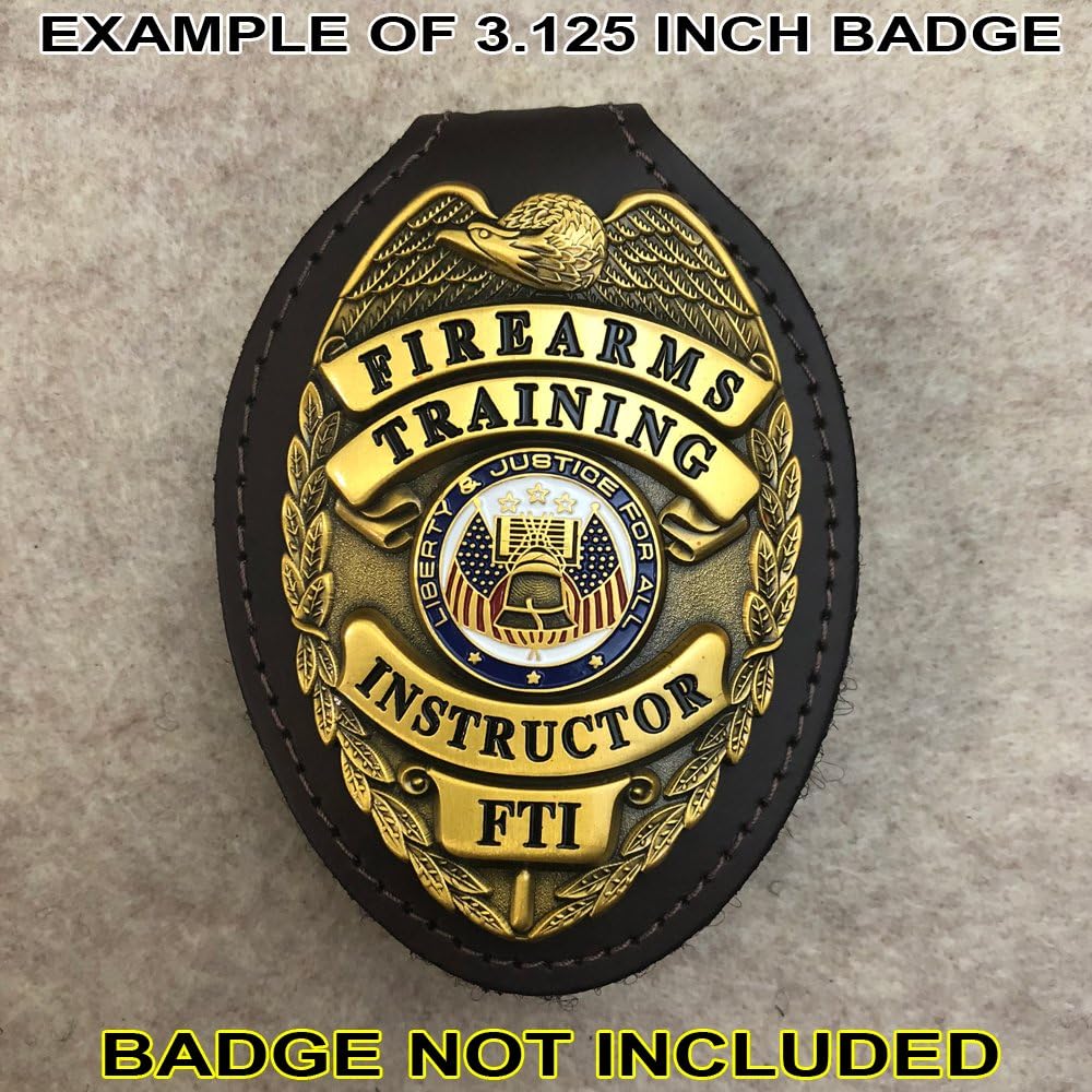 Dark Brown Oval Badge Holder Belt Clip I252