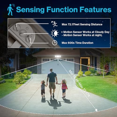 2 Pack 6500K 6000LM Black LED Motion Sensor Outdoor Flood Light Y756