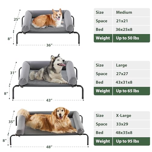 Grey Elevated Dog Bed with Slope Headrest W57891