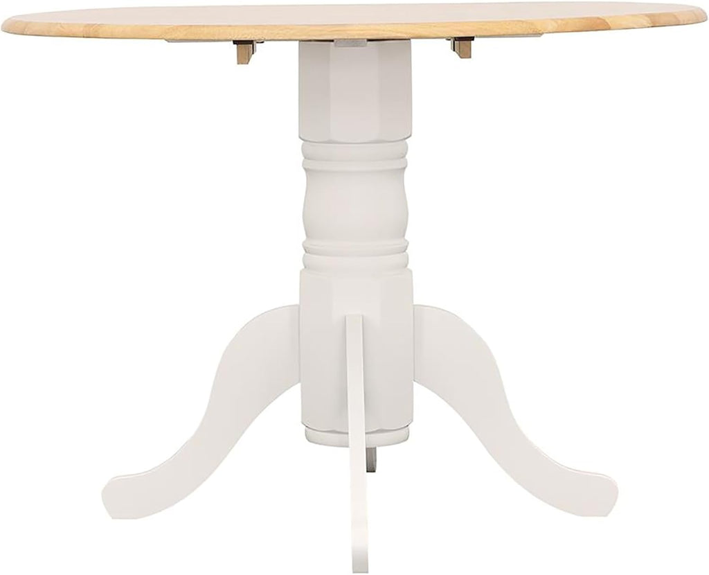 Natural Brown and White Round Drop Leaf Dining Table M796065