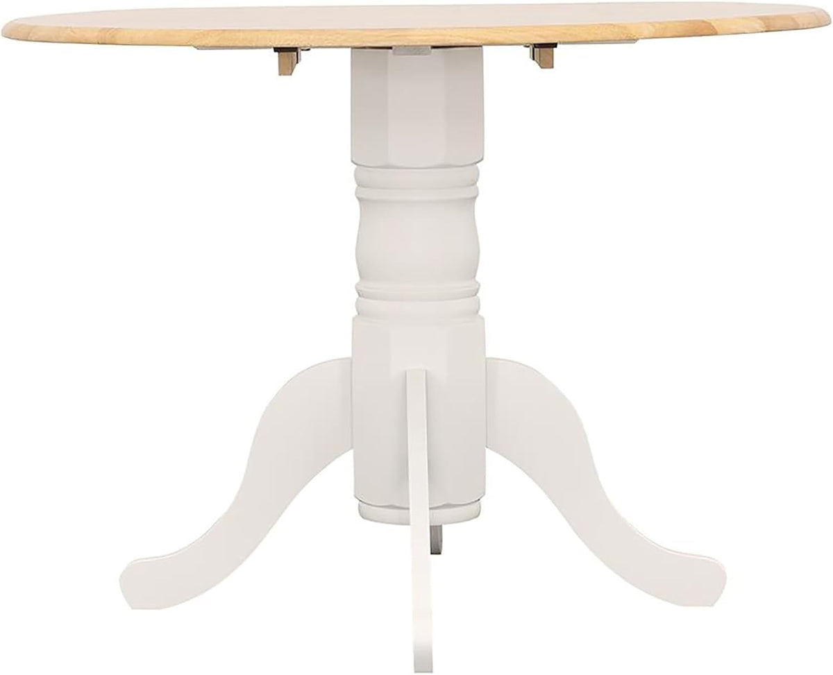 Natural Brown and White Round Drop Leaf Dining Table M796065