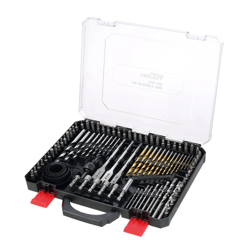 100 Piece Steel Drill Bits Screwdriver Bits and Nut Driver Bits Set X285420