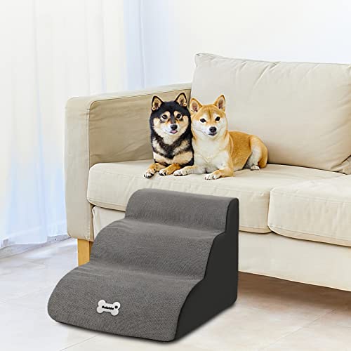 Black 2 Tiers Pet Stairs with Washable Zippered Cover M219209