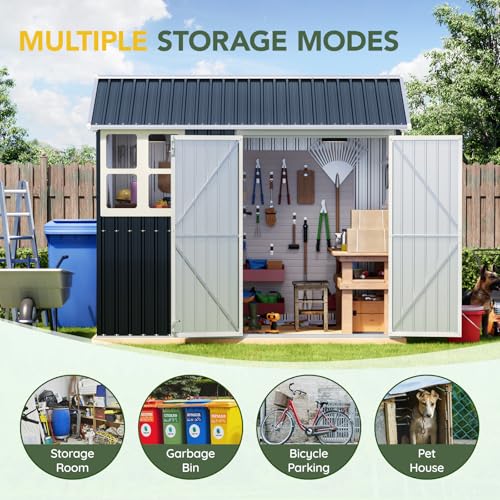 6x4FT Steel Storage Shed with Clear Window I3142