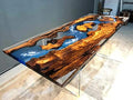 Large Clear Blue Epoxy Dining Table P620841