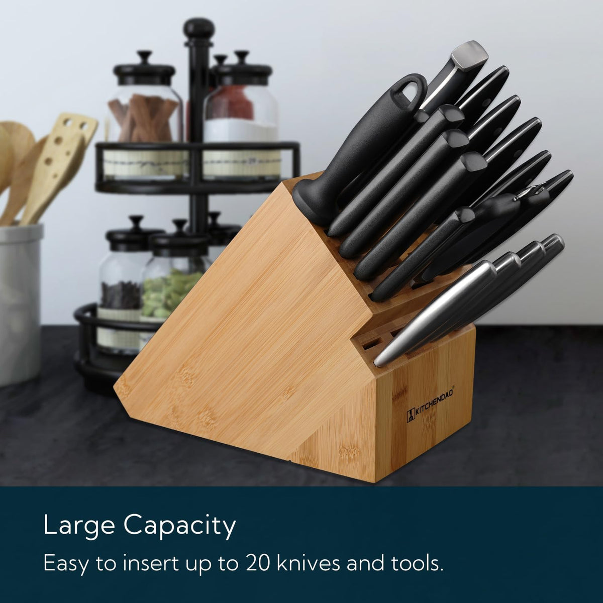XL Bamboo Knife Block Holder 20 Slot K446942