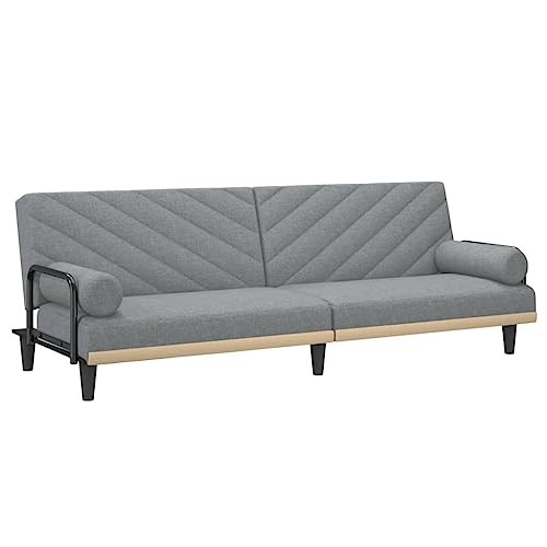 Light Gray Fabric Convertible Sofa Bed with Armrests M2703