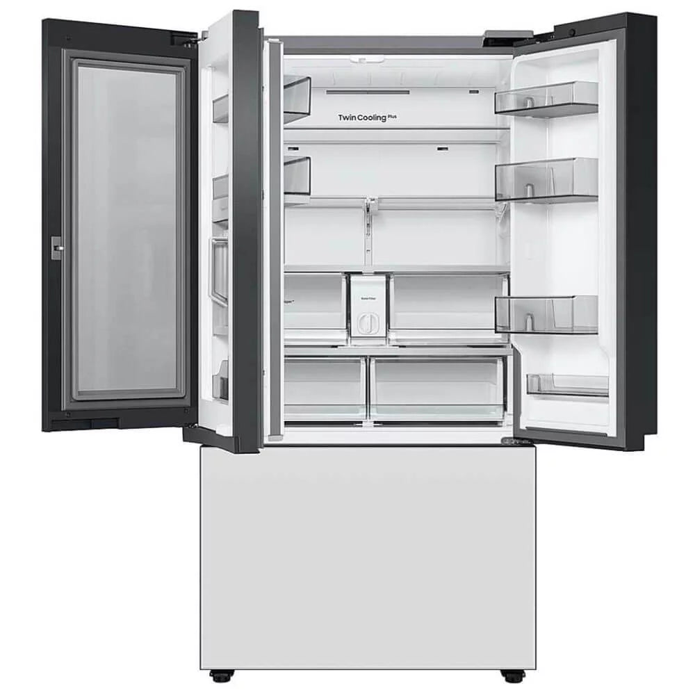 24 Cu. Ft. White Glass 3-Door French Door Counter Depth Refrigerator E692