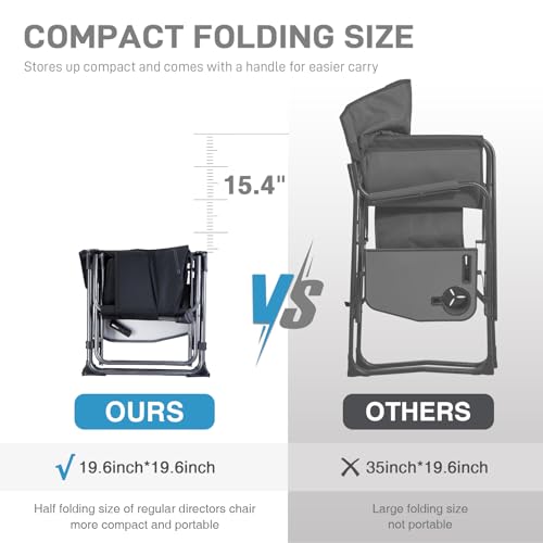 Black Portable Folding Camping Chair with Side Table, 400lbs Z706