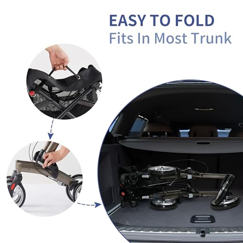 Foldable All Terrain Aluminum Rollator Walker with 8 inch Rubber Wheels A849384