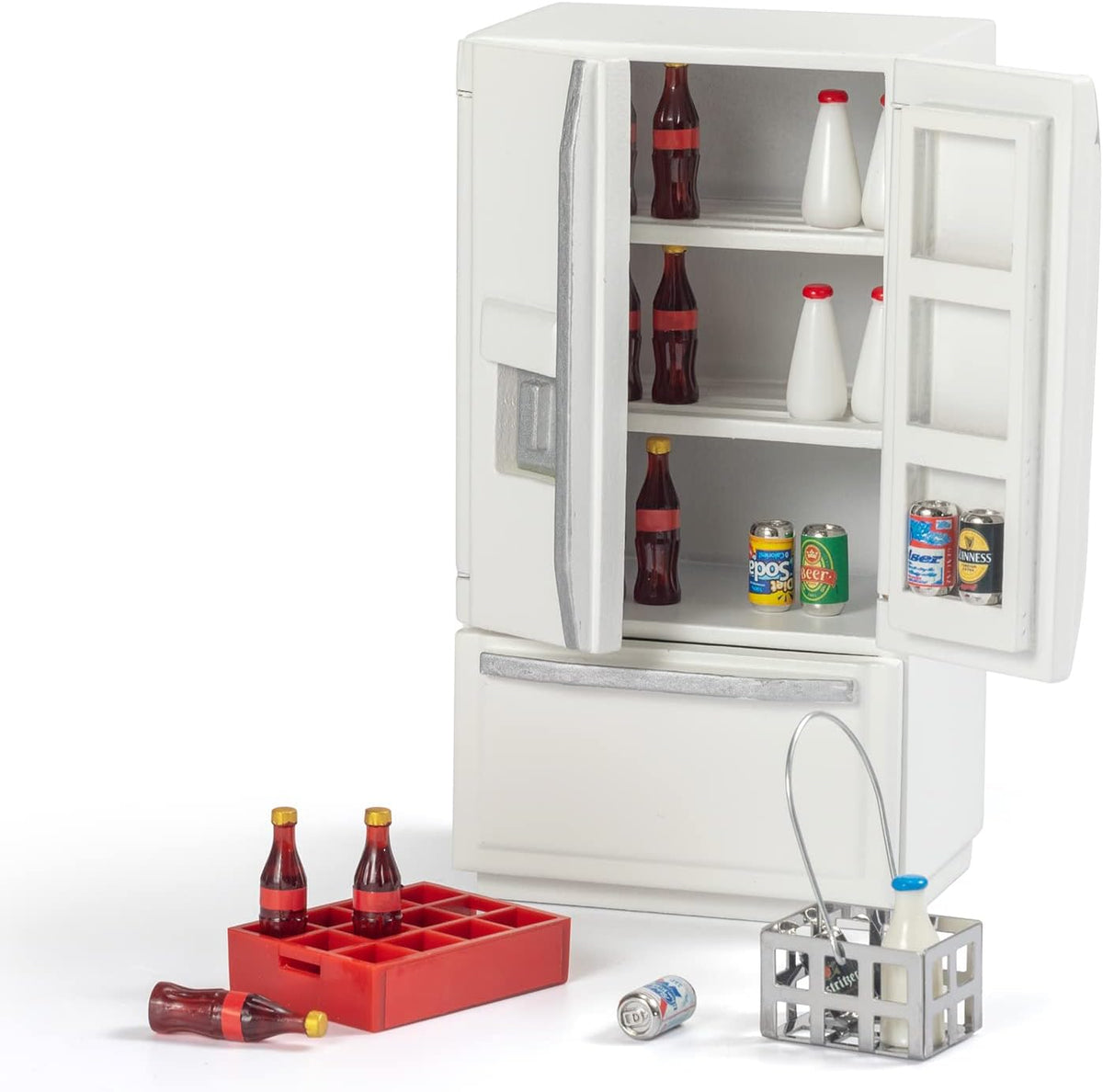 White Wooden Dollhouse Furniture Kitchen Refrigerator Set (26 Pieces) D827