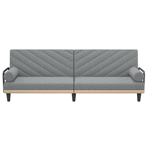 Light Gray Fabric Convertible Sofa Bed with Armrests M2703