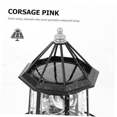 Black Solar Rotating Lighthouse Lawn Ornament D74407