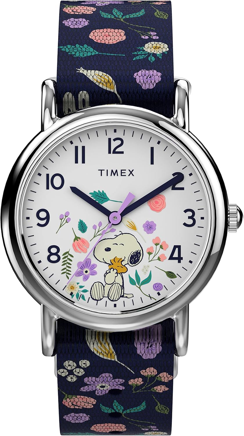 Silver-Tone Blue Fabric Strap Watch D5561