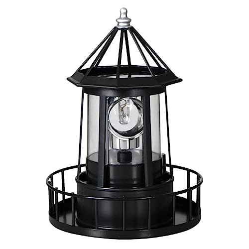 Black Solar Rotating Lighthouse Lawn Ornament D74407