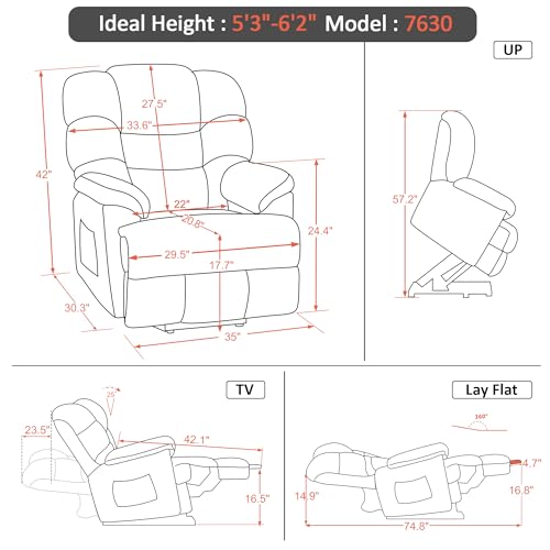 Triple Motor Power Lift Recliner Chair Sofa with Adjustable Headrest, Fabric (Brown) I361921