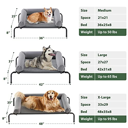 Grey Elevated Dog Bed with Slope Headrest W57891
