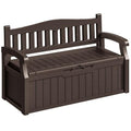 75 Gallon Outdoor Storage Benches Lockable Deck Box Waterproof UV Resistant Grey O544943