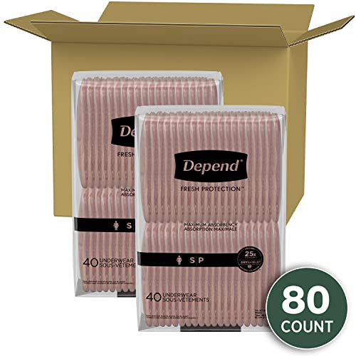 Disposable Maximum Blush Adult Incontinence Underwear for Women, Small, 80 Count C1743