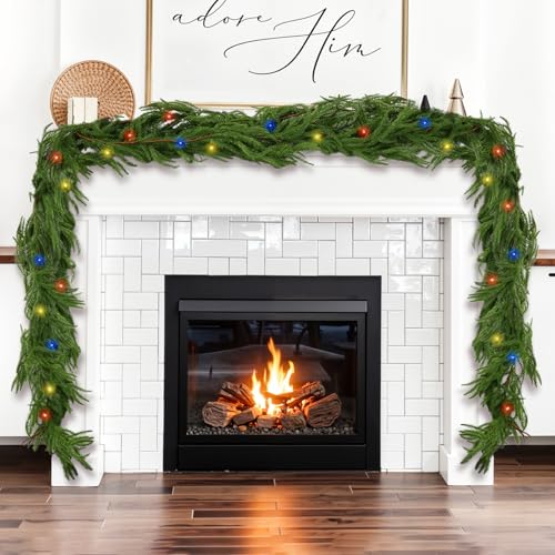 9FT Pine Garland with Lights Artificial Greenery Garland A406