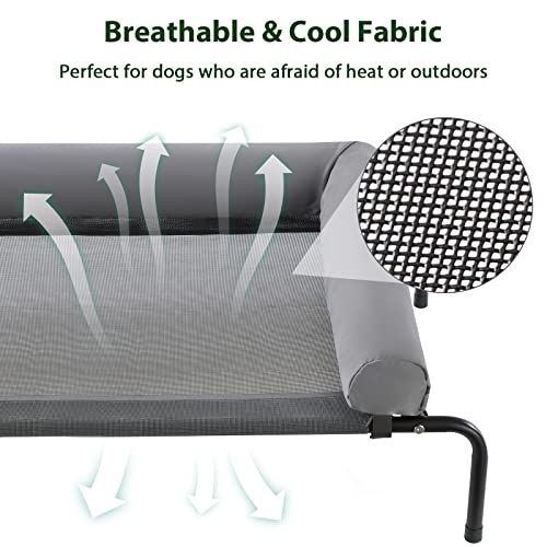 Grey Elevated Dog Bed with Slope Headrest W57891