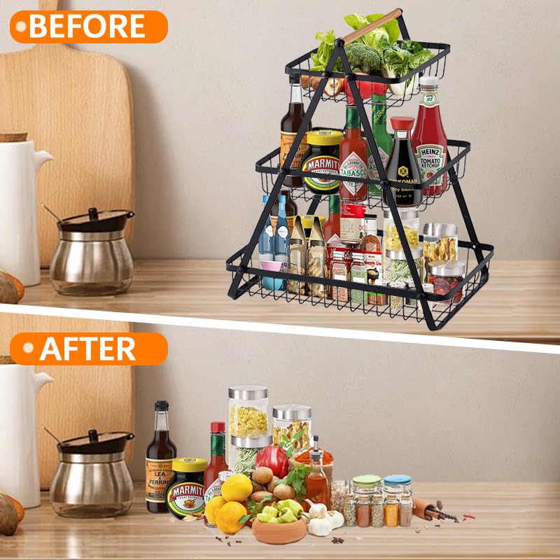 3 Tier Detachable Metal Rectangle Fruit Basket K720