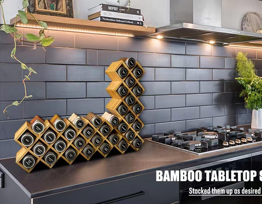 Bamboo 18-Jar Spice Rack Organizer P16753