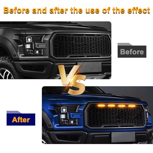 3PCS Amber LED Car Grille Lights with Wiring Harness B1887