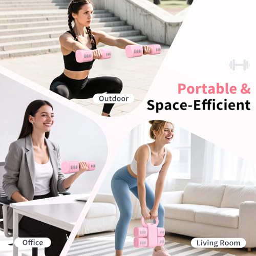 2-in-1 Adjustable Dumbbells Set, 4 Levels Weight, Each 2.2/3.3/4.4/5.5lb Hand Weights with Kettlebell Form C7386
