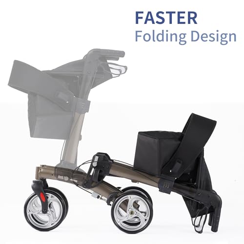 Foldable All Terrain Aluminum Rollator Walker with 8 inch Rubber Wheels A849384