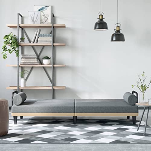Light Gray Fabric Convertible Sofa Bed with Armrests M2703