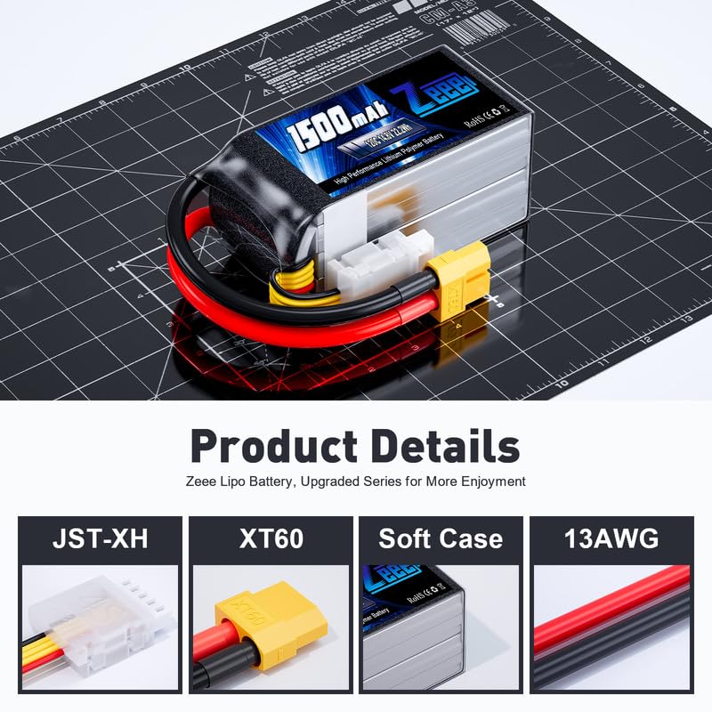1500mAh 14.8V 120C Graphene Battery with XT60 Plug (2 Pack) R48647
