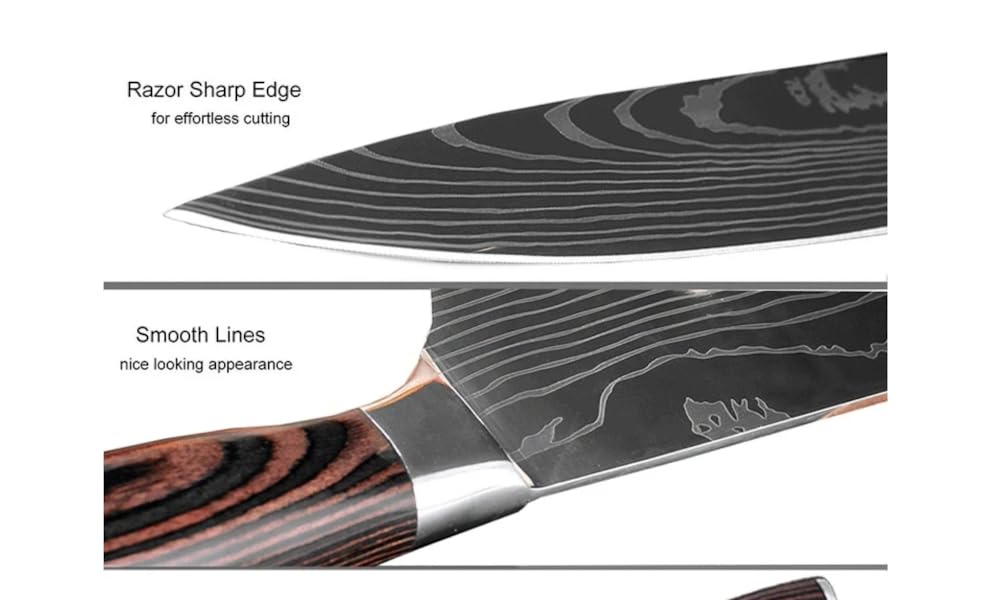 Set of 5 Damascus Steel Chef Knife Y7626