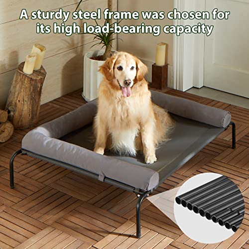 Grey Elevated Dog Bed with Slope Headrest W57891