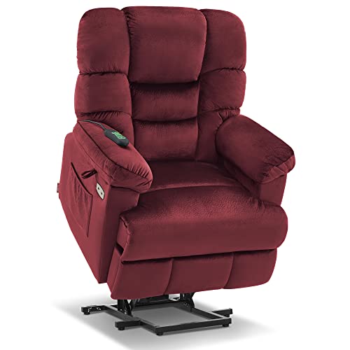 Triple Motor Power Lift Recliner Chair Sofa with Adjustable Headrest, Fabric (Brown) I361921