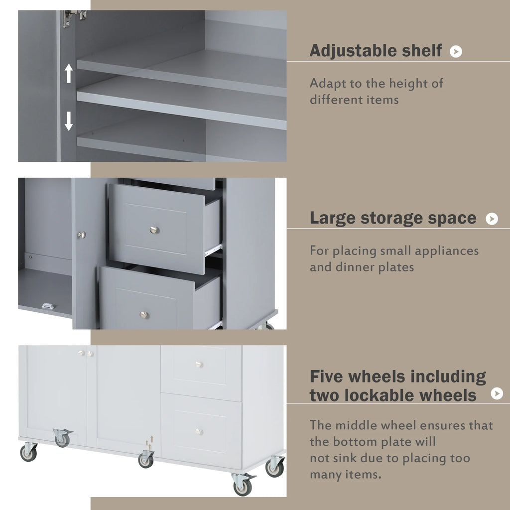 Blue Rolling Kitchen Cart with Drop Leaf Wood Top C574520