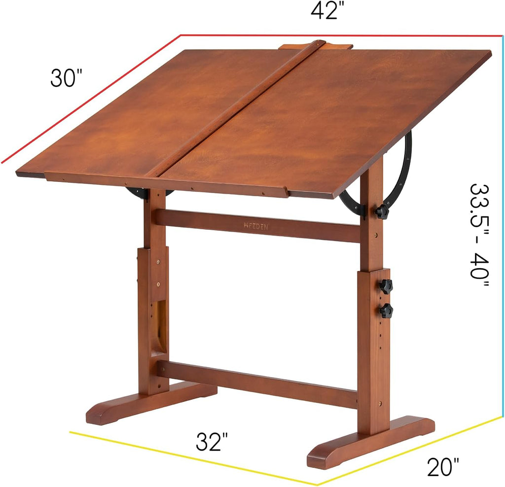 Extra-Large Wood Drafting Table and Wooden Stool K421714