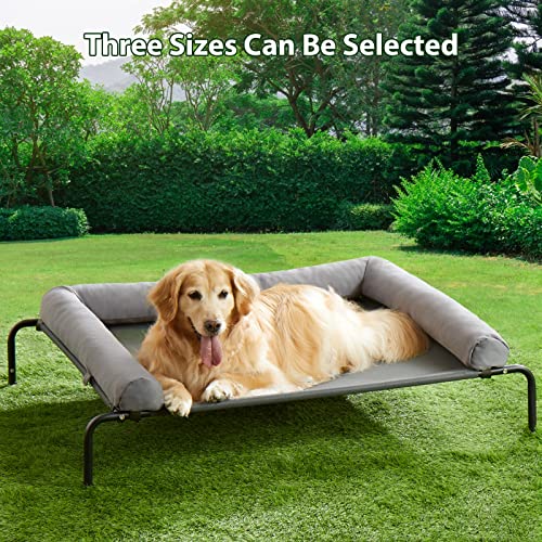 Grey Elevated Dog Bed with Slope Headrest W57891